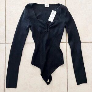 NWT Abercrombie Long-Sleeve Hardware Bodysuit - Black